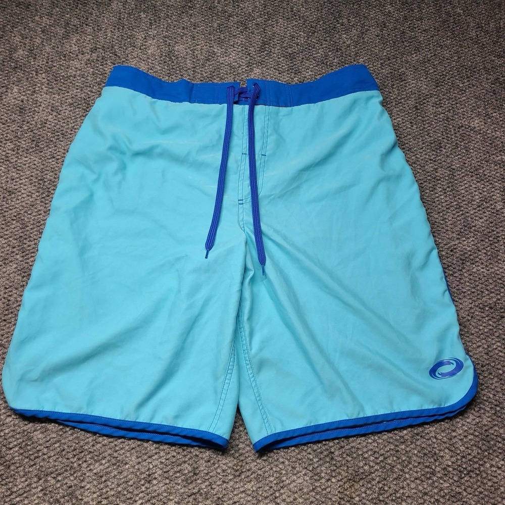 Orageous Blue Block  Tie Front  Elastic Waist Slash Pocket Swimming Trunks XL